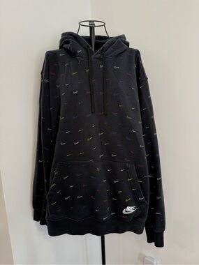 Nike Men’s Black Hoodie with Multicolor Mini Swoosh Embroidery